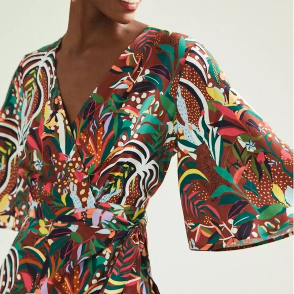 Farm Rio for Anthropologie Fiesta Wrap Maxi Dress Petite Medium - Picture 8 of 11